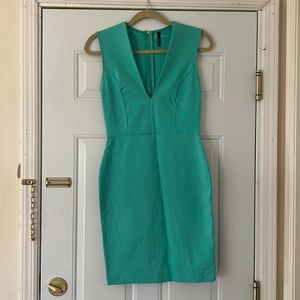 Lulu's Teal V-Neck Sleeveless Mini Dress